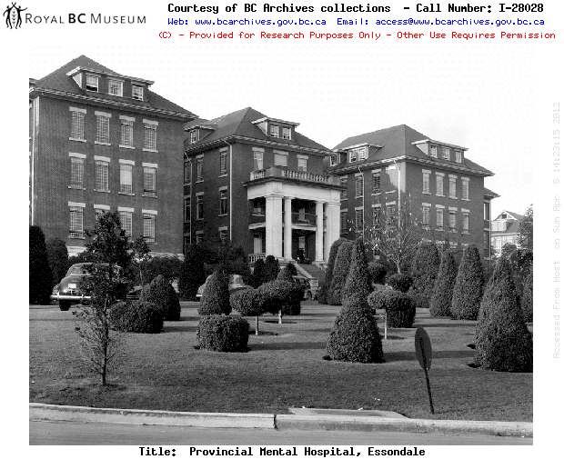 Essondale, Provincial Mental Health Hospital in B.C.